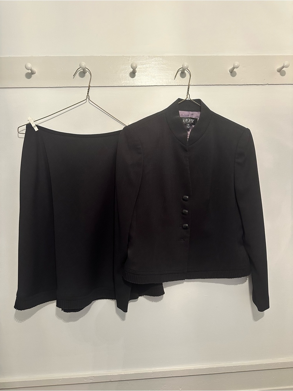 Kasper Women's Black Skirt Suit with pleated trim Size 4P